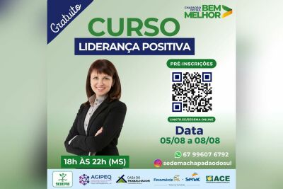 Imagem da notícia Chapadão do Sul abre inscrições para curso gratuito de Liderança Positiva